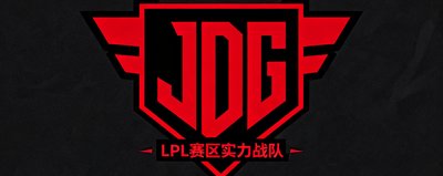 JDG京东电子竞技俱乐部标识,红黑配色,LPL赛区实力战队品牌。